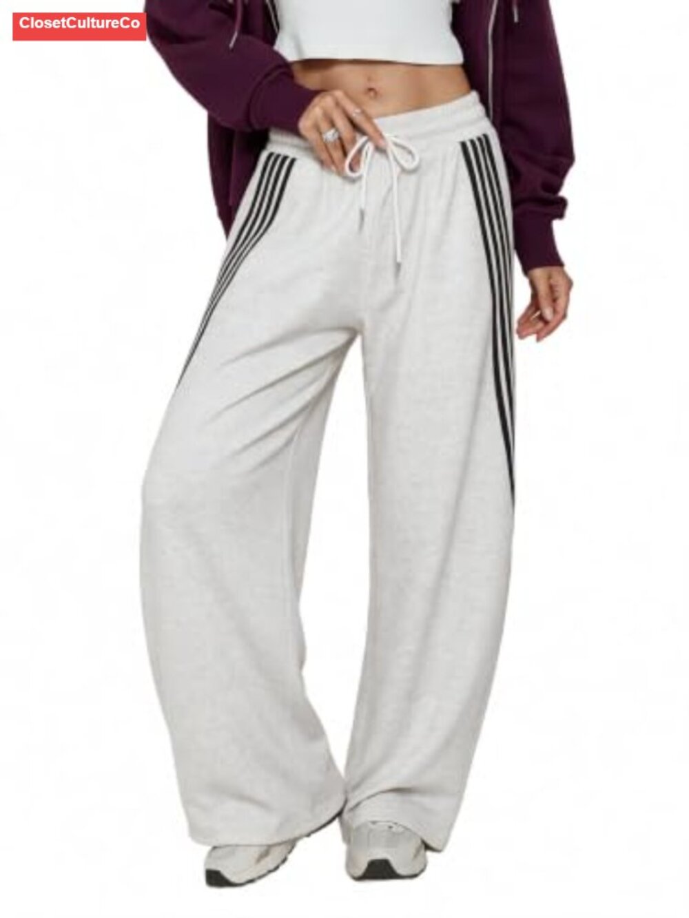 Women's Baggy Barrel Leg Sweatpants Y2K Striped High Waist Track Pants